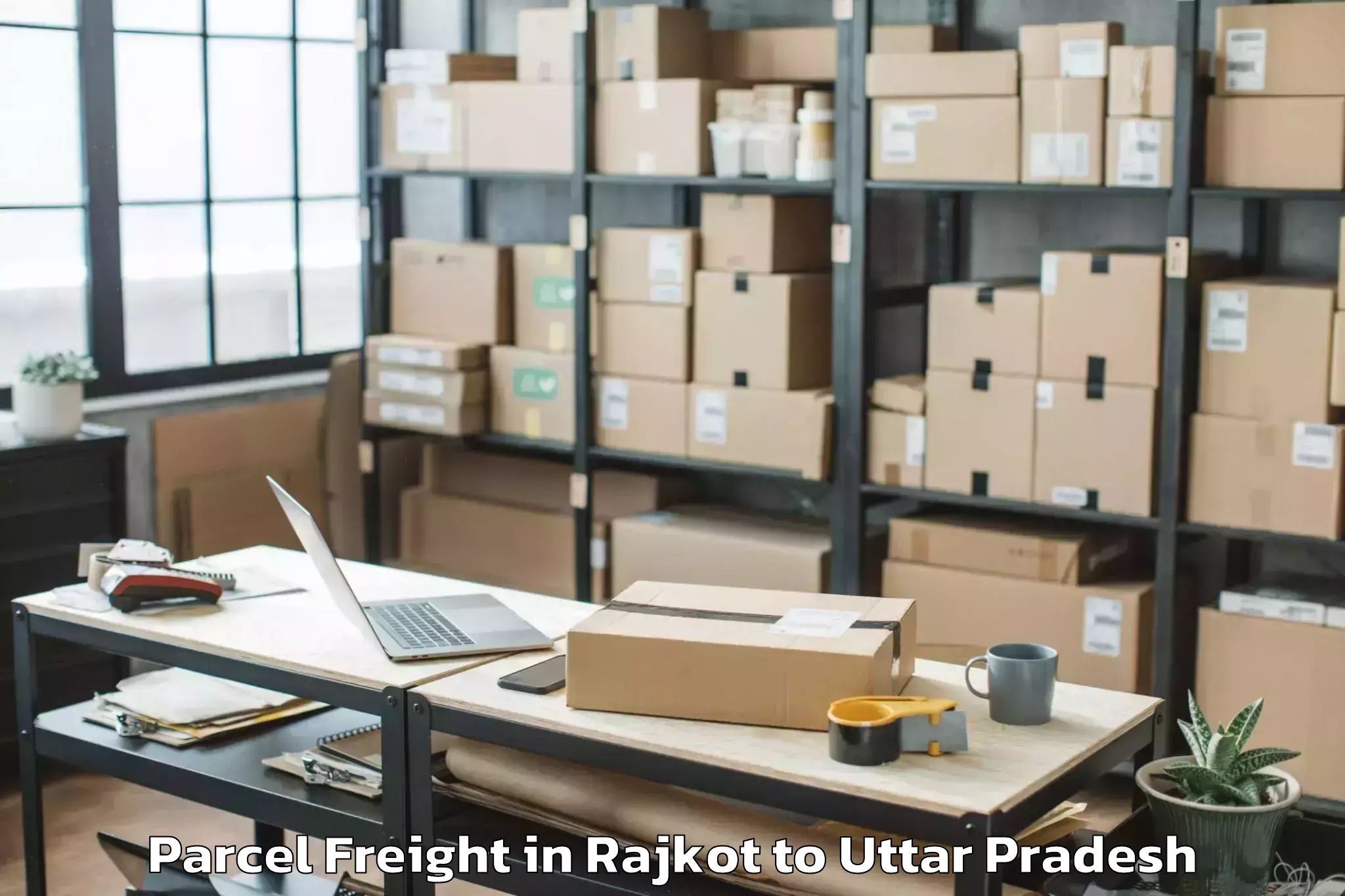 Trusted Rajkot to Abhilashi University Noida Parcel Freight